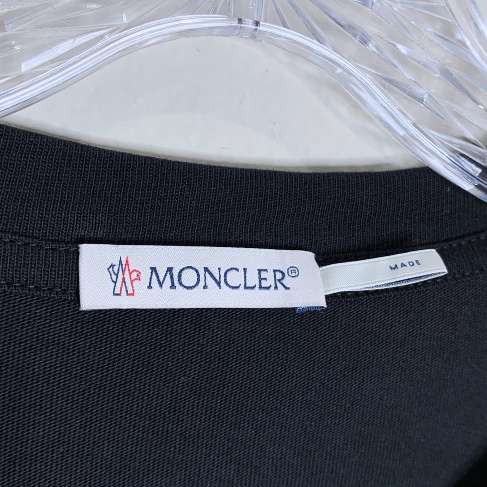 Moncler Flocked Studded Logo T-Shirt (Sz L) Short Sleeve Crewneck Tee Black - Picture 12 of 16